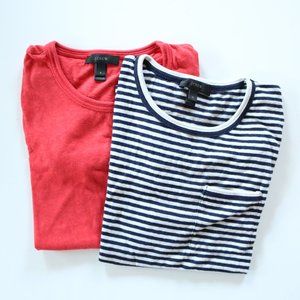 J. Crew Slub Ringer Cotton Blend Pocket T-Shirts Size S